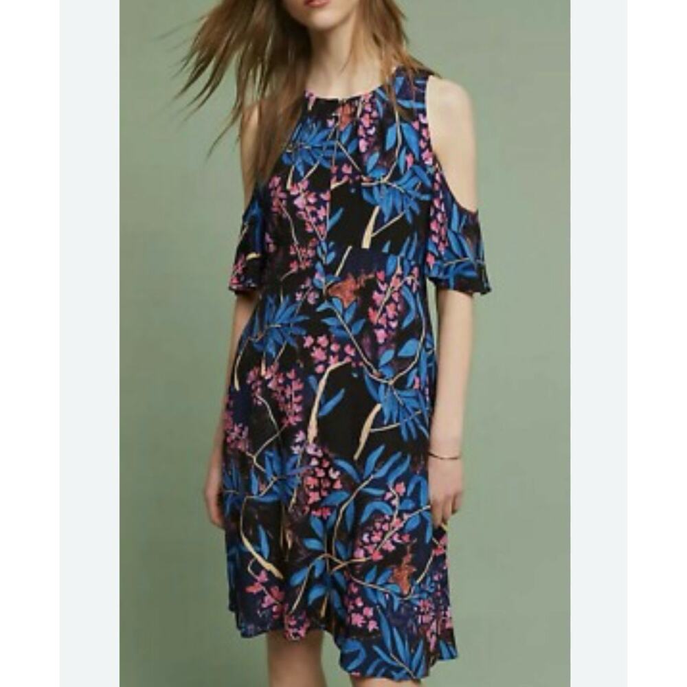 Anthropologie Maeve Elia Open Shoulder Floral Dress Size 6